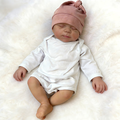 Bambola reborn neonatale realistica con occhi chiusi e pittura 3D da 19 pollici - Pascale