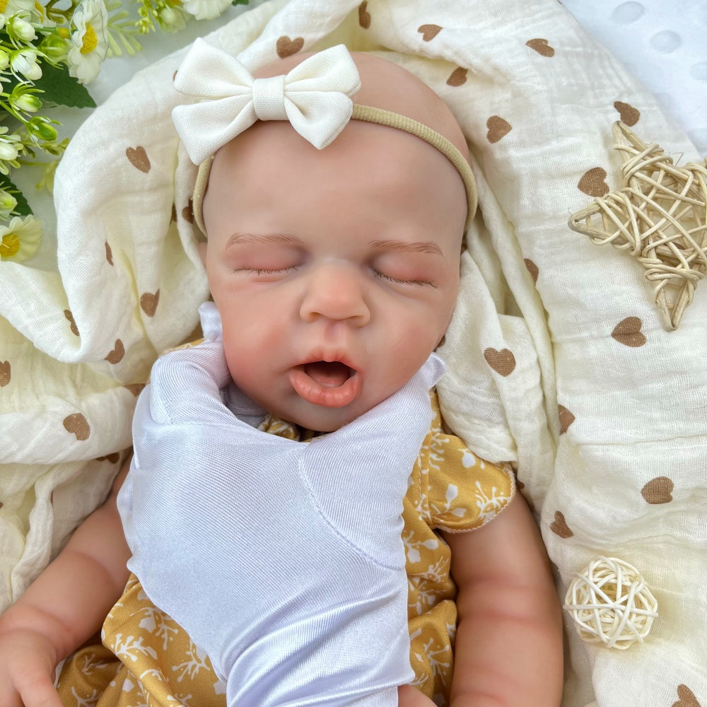45cm Full Silicone Stretchable Loulou Reborn Girl in Yellow Floral Romper
