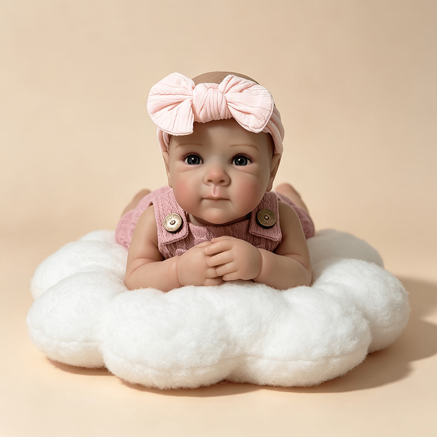 18 Inches Blue Eyes Bettie Reborn Baby Girl In Pink Overalls