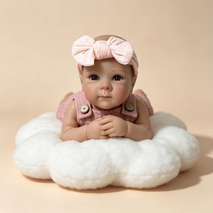18 Inches Blue Eyes Bettie Reborn Baby Girl In Pink Overalls