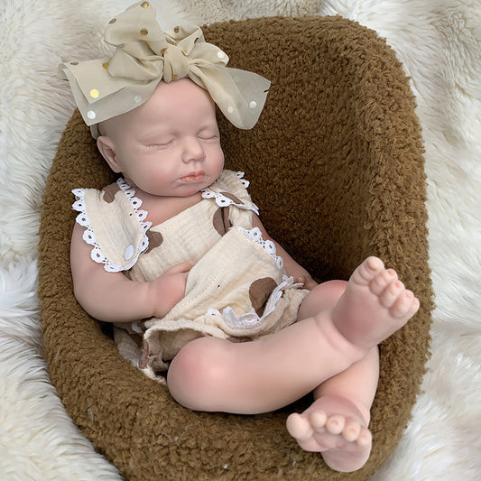45cm Full Silicone Stretchable Loulou Reborn Girl in Bear Rompers