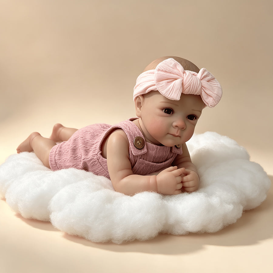 18 Inches Blue Eyes Bettie Reborn Baby Girl In Pink Overalls