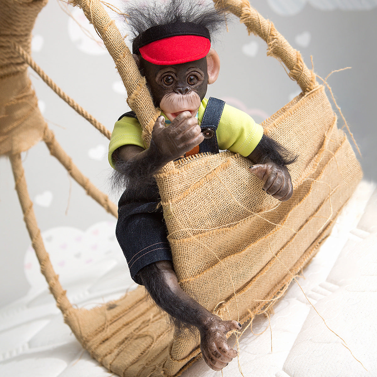 Reborn monkey with 18-inch cloth body and open eyes