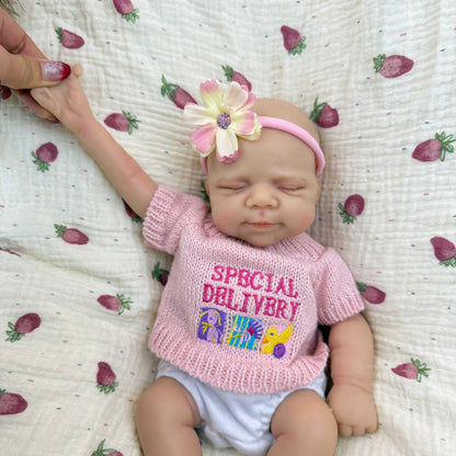 30cm Full Silicone Pascale Reborn Doll Girl in Pink Sweater
