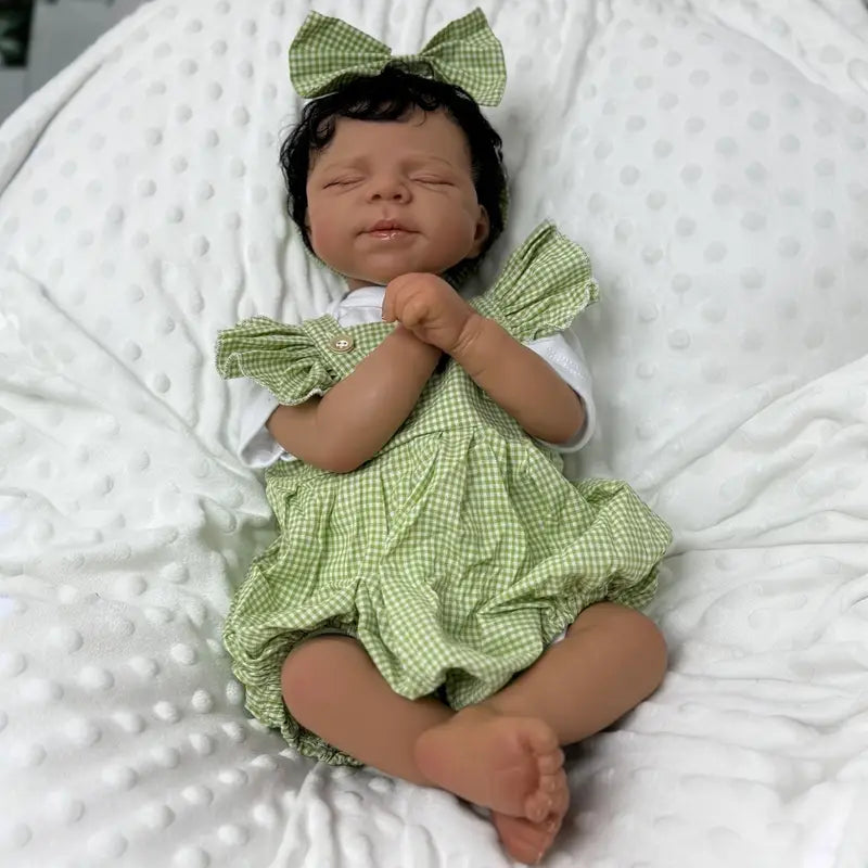 19 Inches Sweet Janice Closed Eyes Dark Skin Soft Body Reborn Doll-Pascale