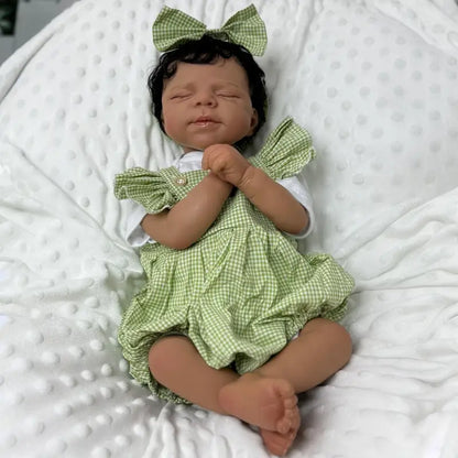 19 Inches Sweet Janice Closed Eyes Dark Skin Soft Body Reborn Doll-Pascale