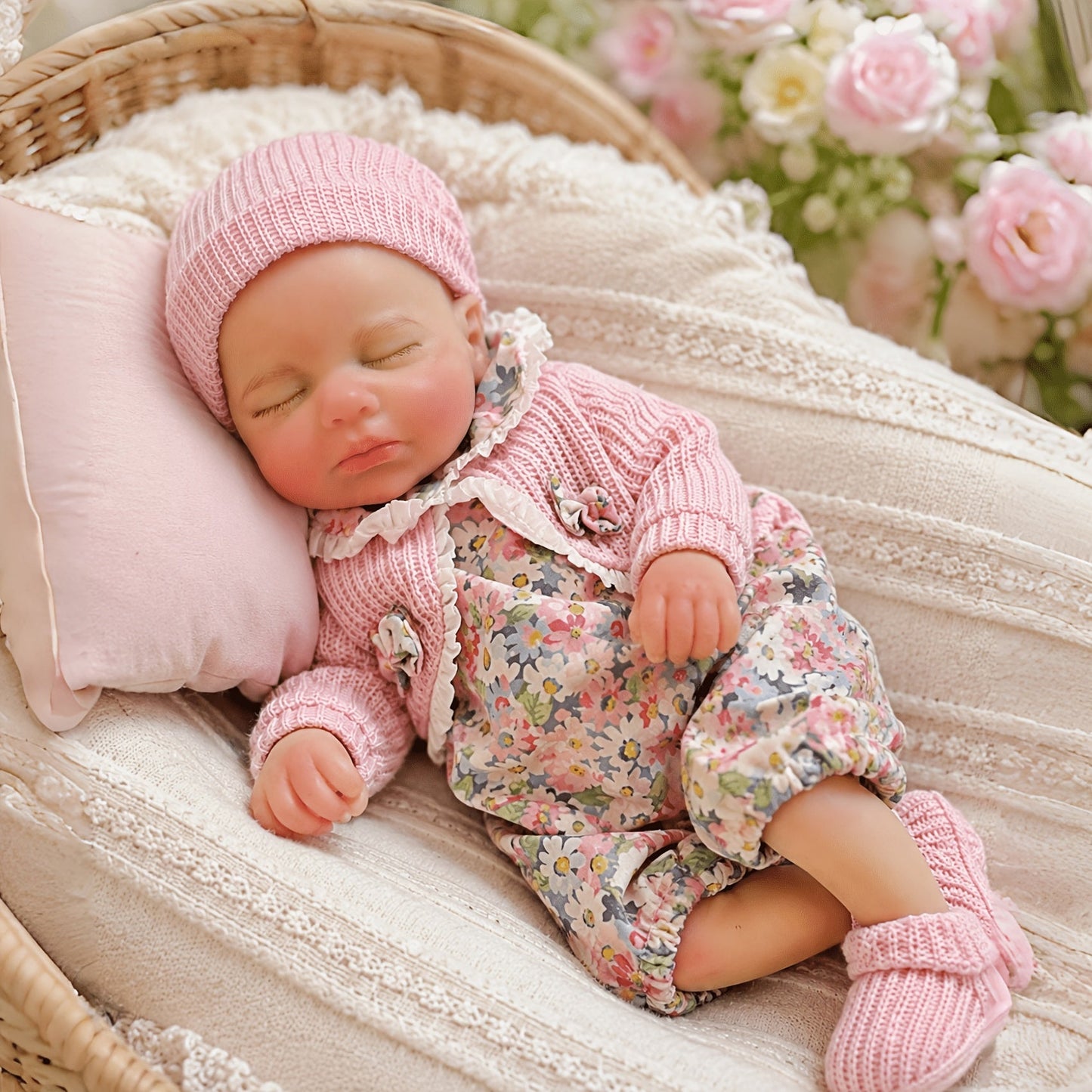 Gemelline Reborn da 30 cm in silicone pieno con occhi chiusi- Pascale e Loulou
