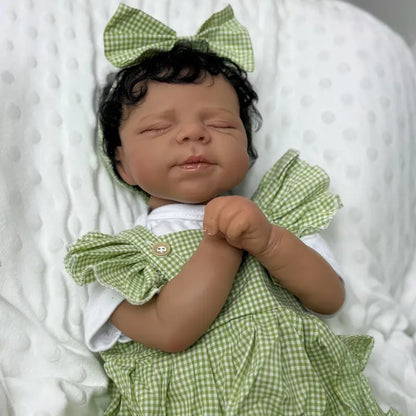 19 Inches Sweet Janice Closed Eyes Dark Skin Soft Body Reborn Doll-Pascale