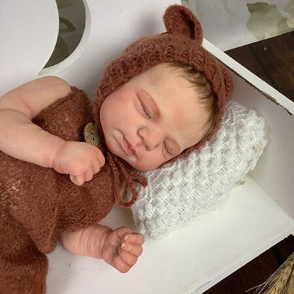 Bambola Reborn Pascale da 19 pollici con occhi chiusi e vernice 3D realistica