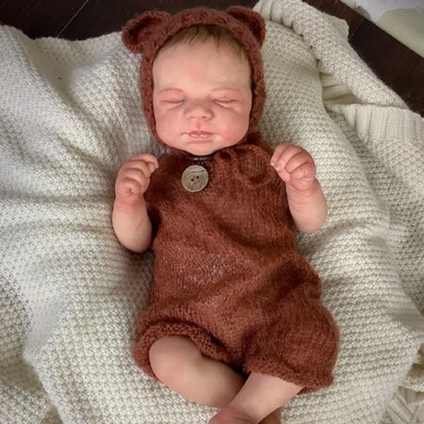 Bambola Reborn Pascale da 19 pollici con occhi chiusi e vernice 3D realistica