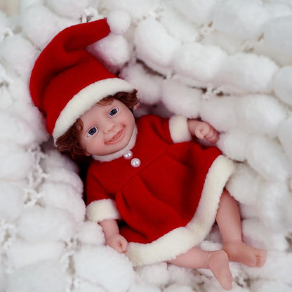 6 Inch Open Eyes Mini Reborn Dolls In Christmas Clothes