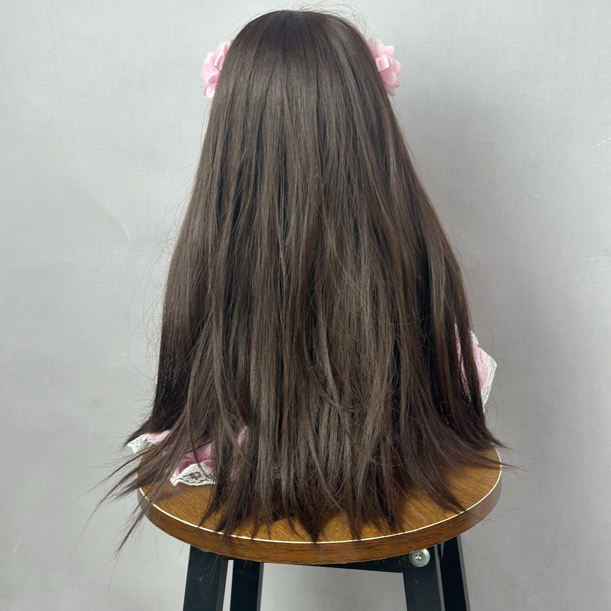 55cm Open Eyes Long Brown Hair Betty Reborn Doll Girl In Pink Dress
