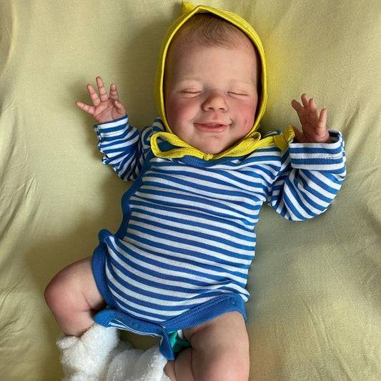 Bambola Reborn da 20 pollici con occhi chiusi e sorriso per ragazzi - aprile