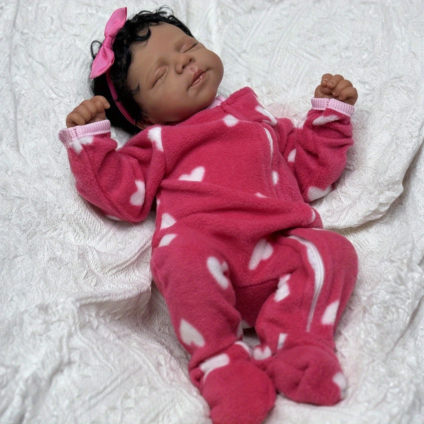 19 Inches Soft Touch Dark Skin Asleep Reborn Doll Girl-Pascale