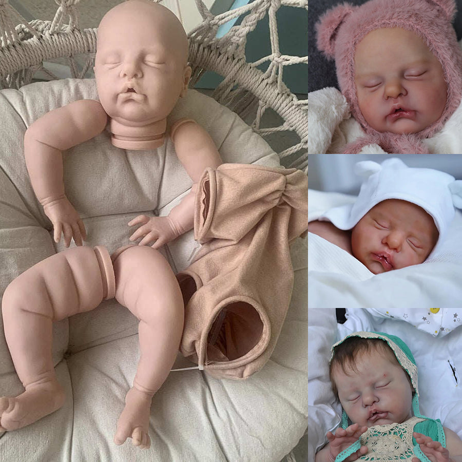 Kit per bambola reborn da 22 pollici occhi chiusi non verniciati colore: Rubino