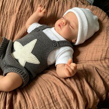 19 Inches Closed Eyes Sam Reborn Doll In Gray Star Outfits