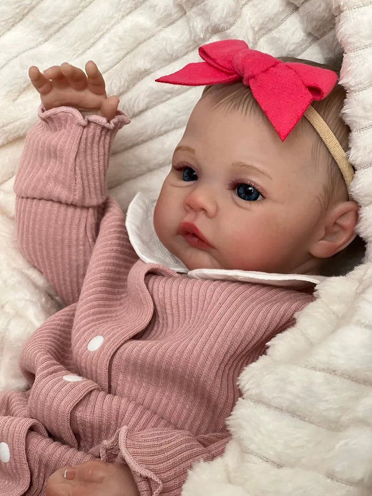 48cm Soft Body 3D Skin Painted Hair Blue Eyes Reborn Baby Meadow
