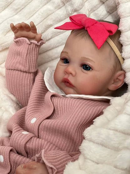 48cm Soft Body 3D Skin Painted Hair Blue Eyes Reborn Baby Meadow
