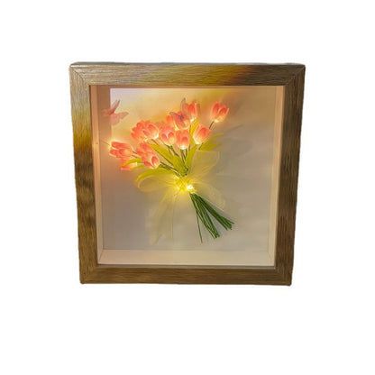 Luce notturna per cornice per foto fai-da-te con 20 tulipani