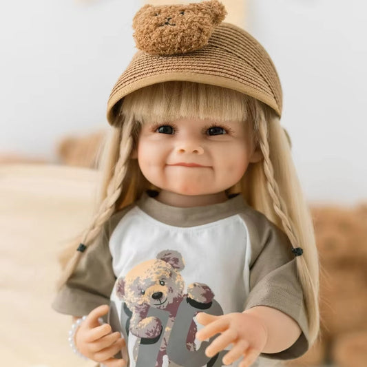 22 pollici Sorriso Bambola Reborn Bambina Con Lunghi Capelli Biondi - Raya