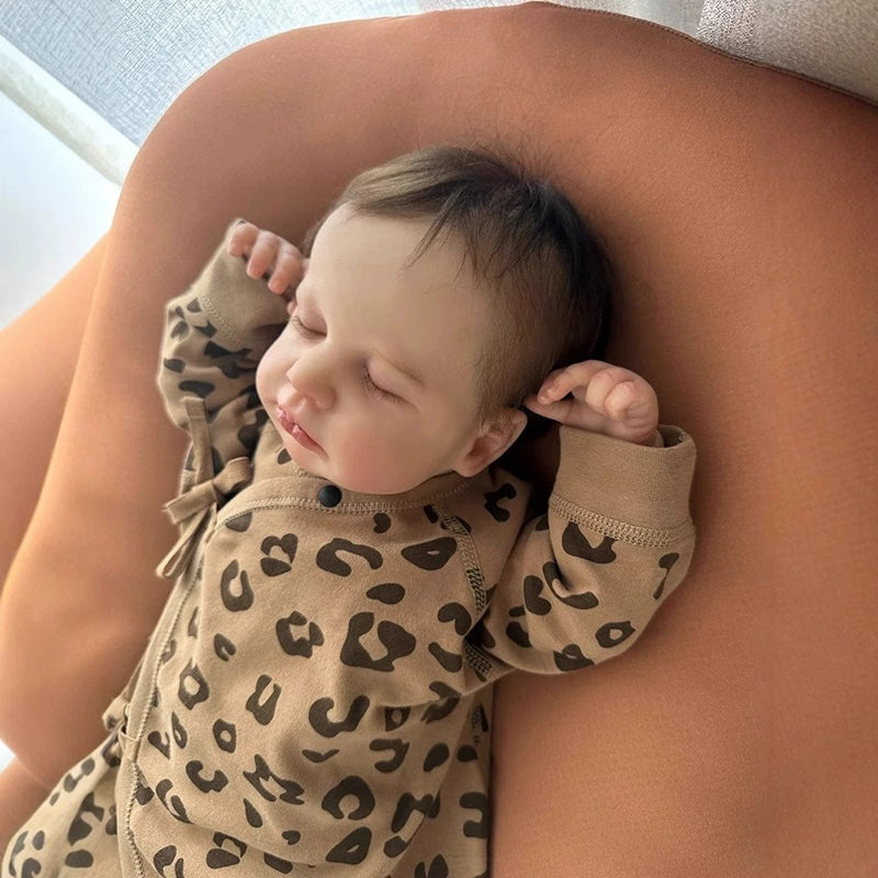 Bambola Reborn da 20 pollici con capelli corti e occhi chiusi ragazzo/ragazza-Loulou