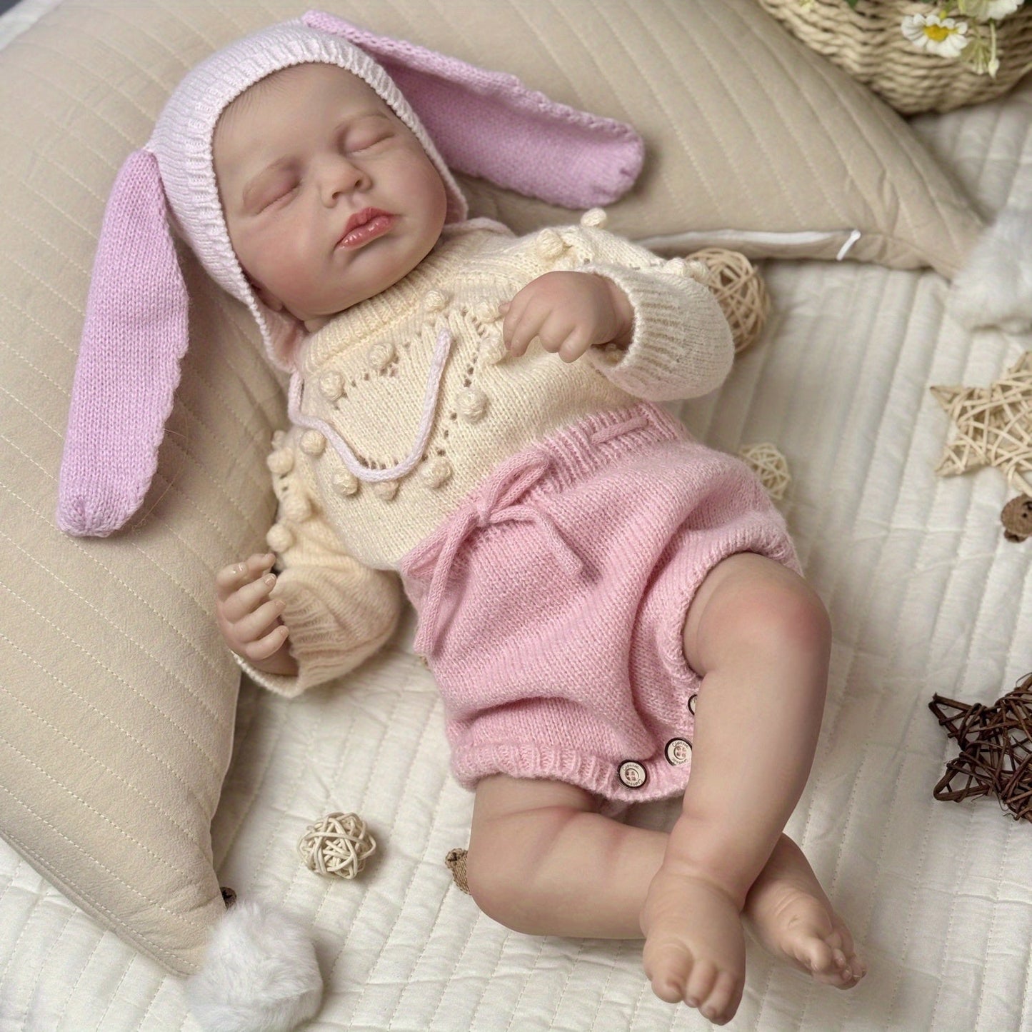 20 Inches Asleep Loulou Reborn Doll Girl in Pink Clothes and Hat