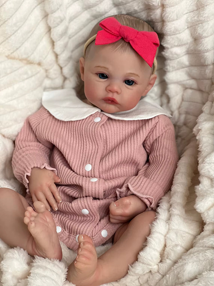 48cm Soft Body 3D Skin Painted Hair Blue Eyes Reborn Baby Meadow
