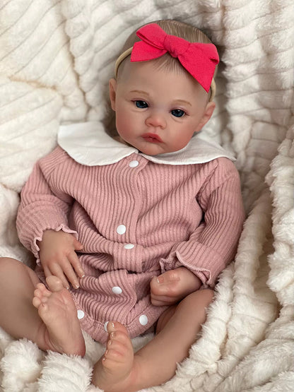 48cm Soft Body 3D Skin Painted Hair Blue Eyes Reborn Baby Meadow
