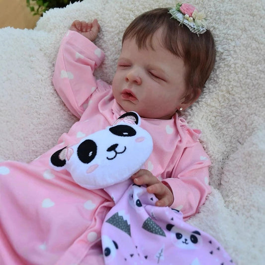 19 Inches Closed Eyes Short Hair Reborn Doll in Pink Clothes-Louisa
