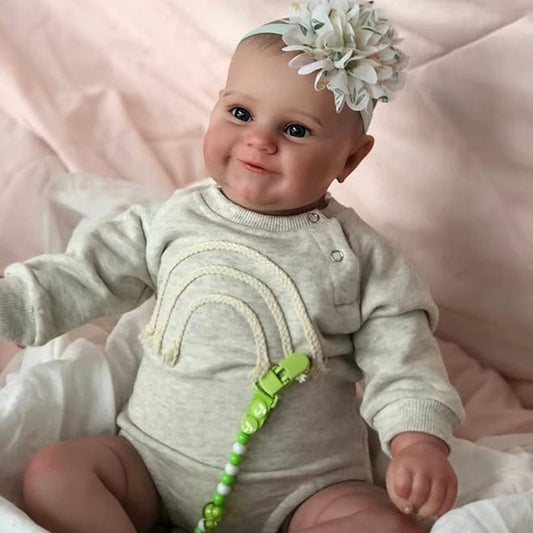 Bambina Reborn realistica da 50 cm con occhi aperti e sorriso - Maddie