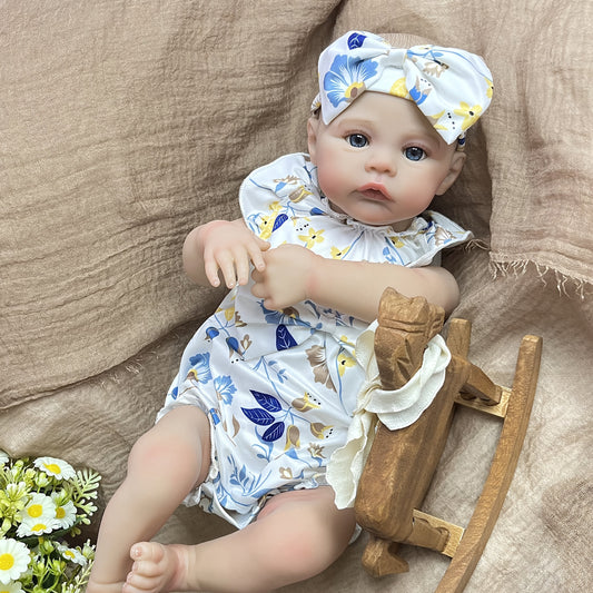 48cm Blue Eyes Reborn Dolls Girl In Floral Clothes-Meadow