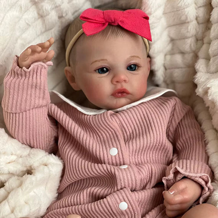 48cm Soft Body 3D Skin Painted Hair Blue Eyes Reborn Baby Meadow
