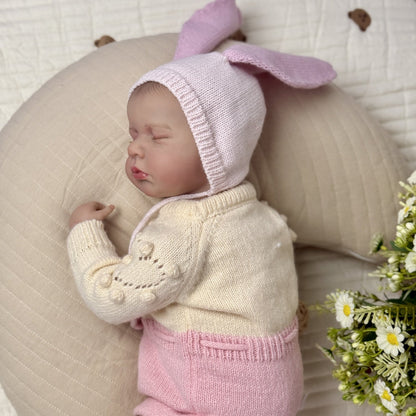 20 Inches Asleep Loulou Reborn Doll Girl in Pink Clothes and Hat