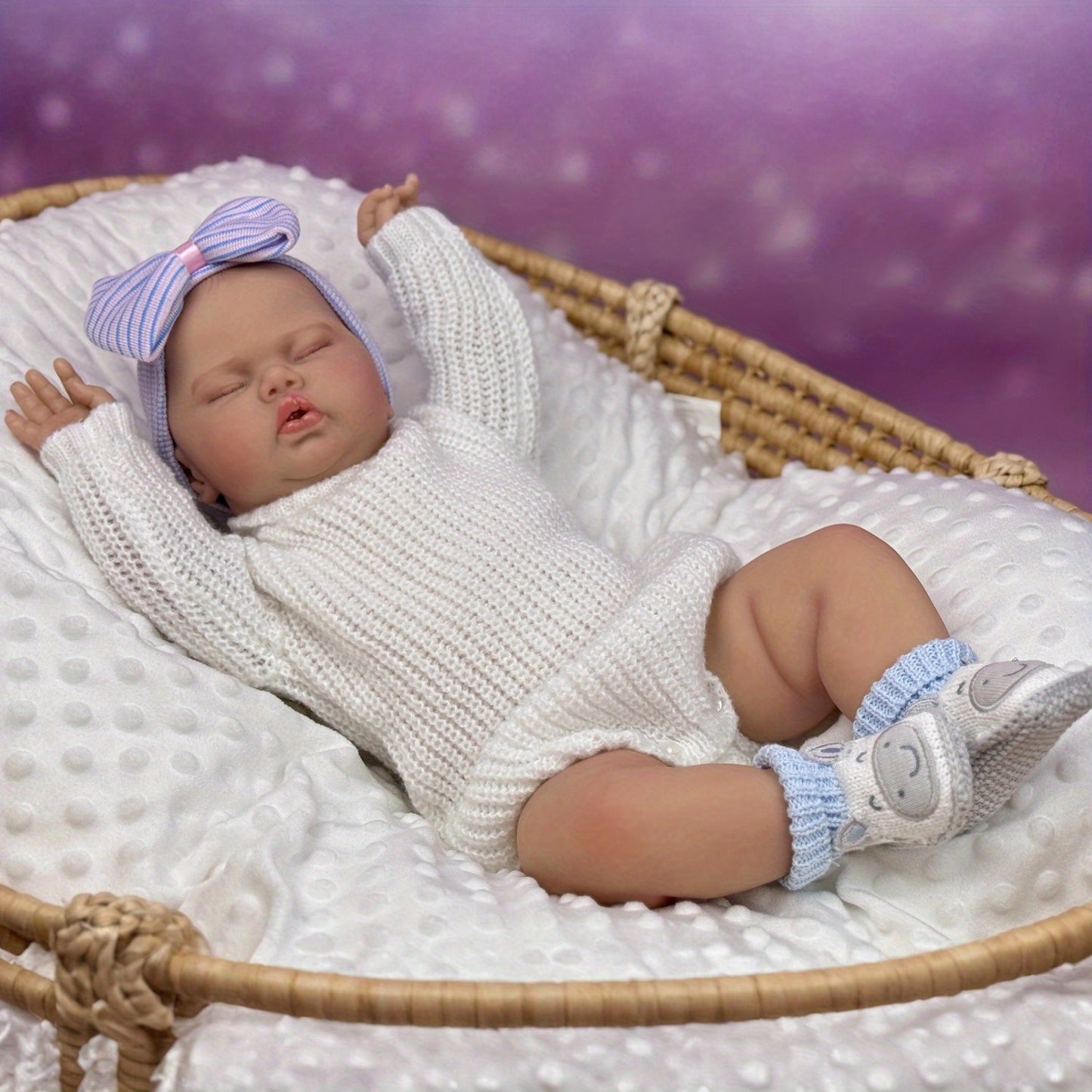 20 Inches 3D Skin Soft Body Closed Eyes Reborn Doll In White Sweater- Pickle