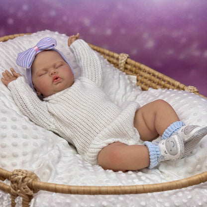 20 Inches 3D Skin Soft Body Closed Eyes Reborn Doll In White Sweater- Pickle