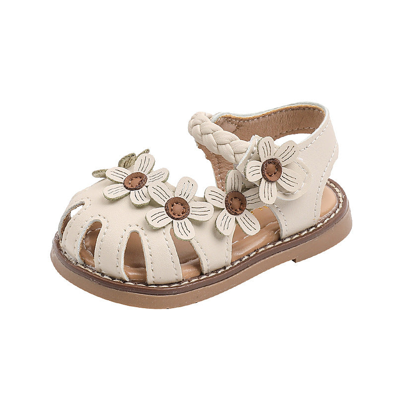 Flower Princess sandals with soft bottom for newborns