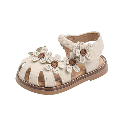 Flower Princess sandals with soft bottom for newborns