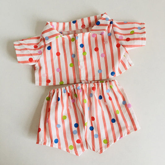 Set 2 pezzi con maglietta e pantaloncini a pois per bambole reborn da 30 cm