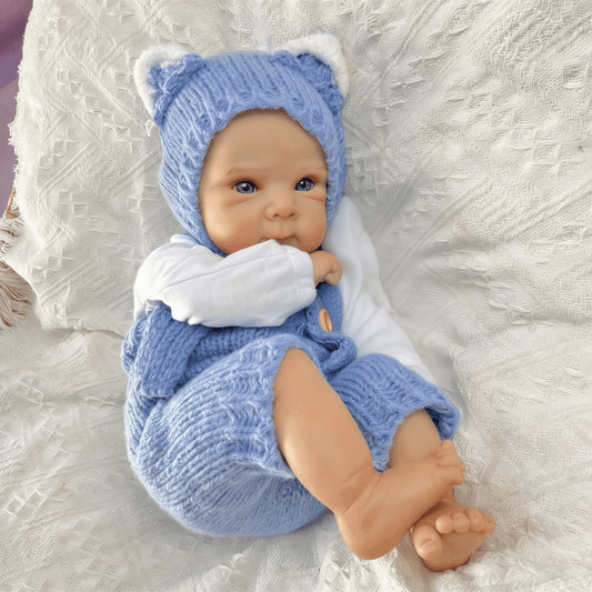 18 Inches Blue Eyes Bettie Reborn Baby Girl In Blue Knitted Bodysuit