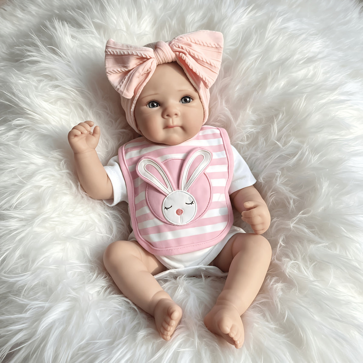 48cm Realistic Open Eyes Bettie Reborn Baby Girl In White bodysuit