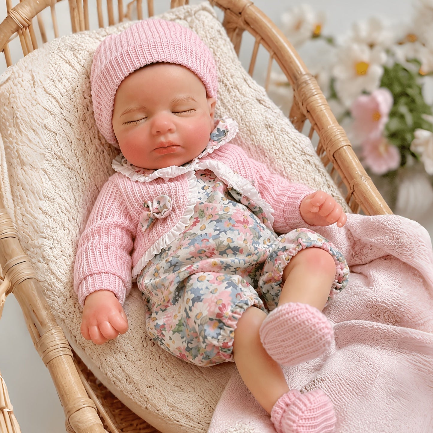 Gemelline Reborn da 30 cm in silicone pieno con occhi chiusi- Pascale e Loulou