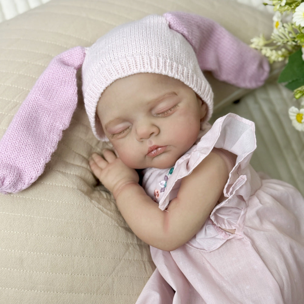 48cm Soft Body Sleeping Irys Reborn Doll In Pink Dress