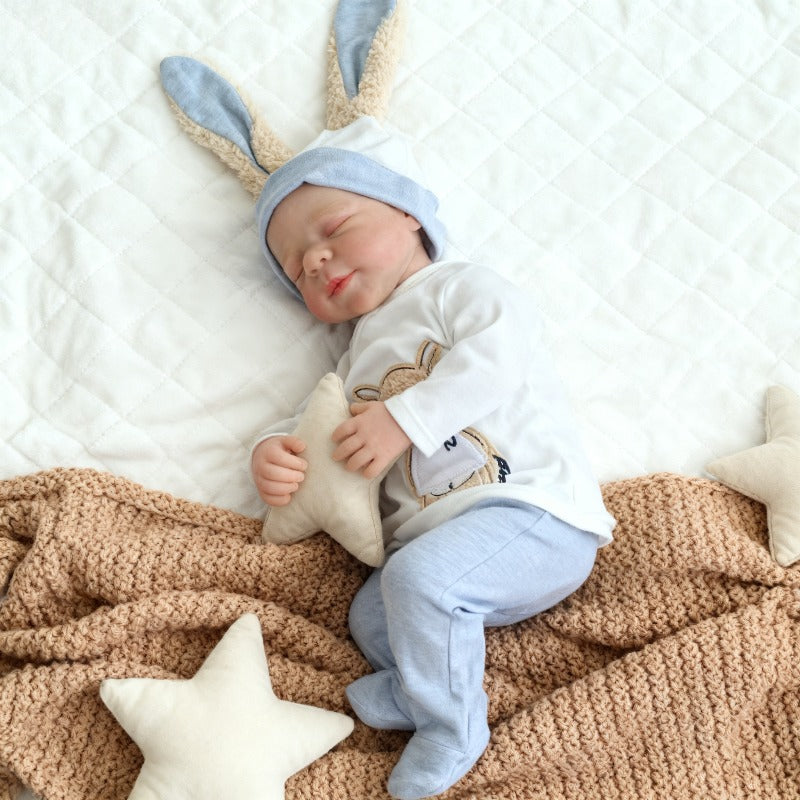 Bambola Reborn Neonata Realistica da 48 cm dipinta a mano con occhi chiusi Pascale