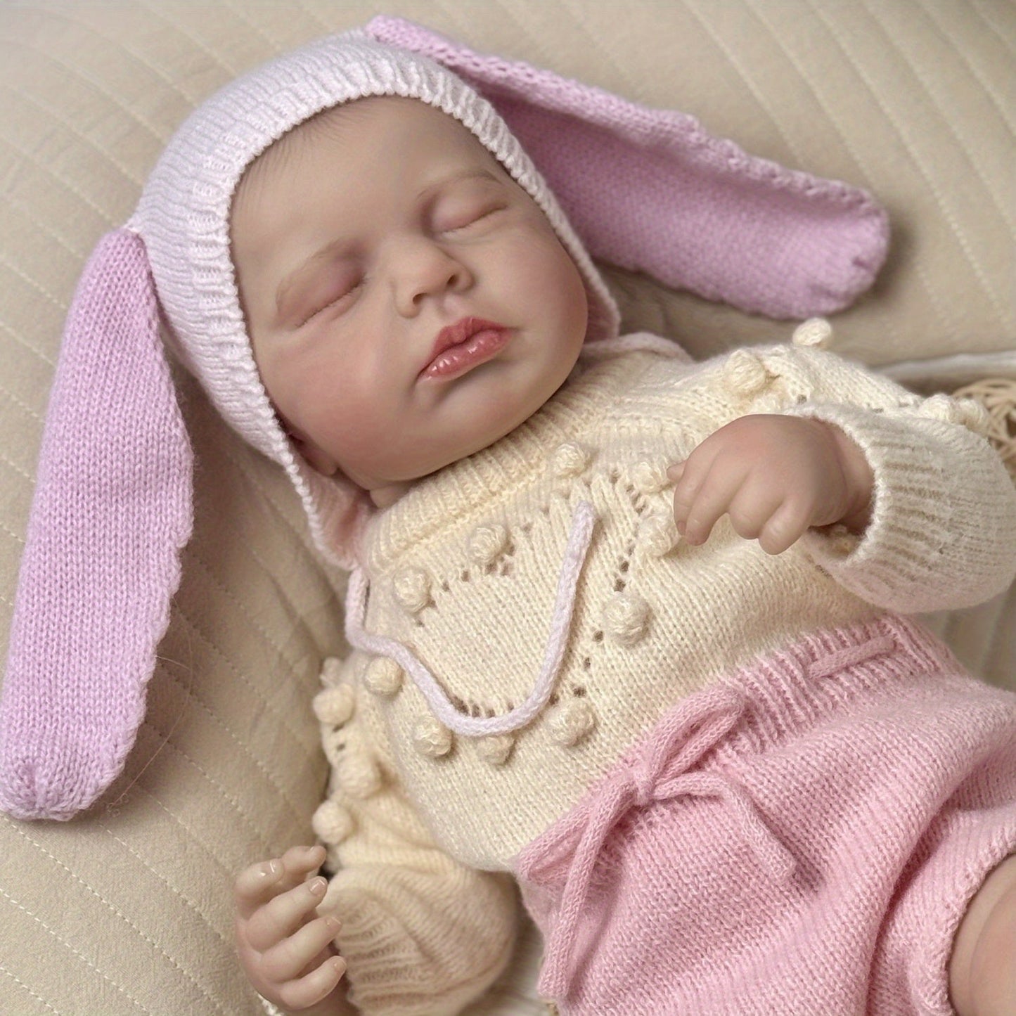 20 Inches Asleep Loulou Reborn Doll Girl in Pink Clothes and Hat