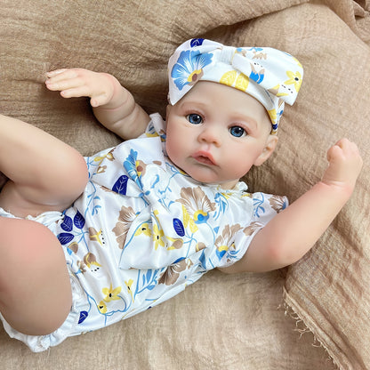 48cm Blue Eyes Reborn Dolls Girl In Floral Clothes-Meadow
