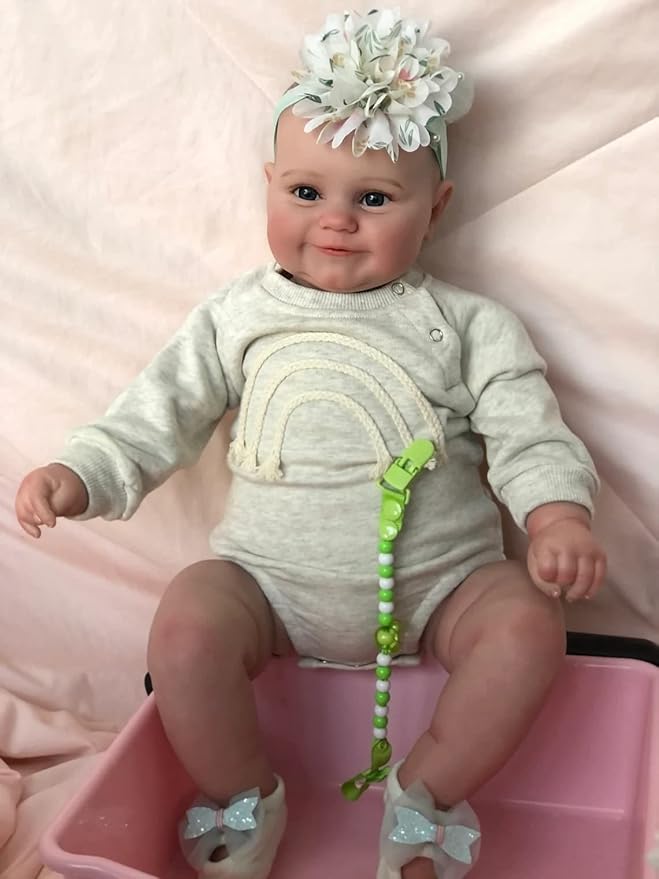 Bambina Reborn realistica da 50 cm con occhi aperti e sorriso - Maddie