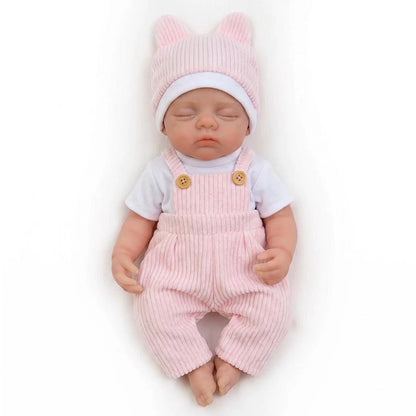 Bambola reborn Irys 30 cm realistica interamente in silicone con abito rosa