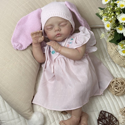 48cm Soft Body Sleeping Irys Reborn Doll In Pink Dress