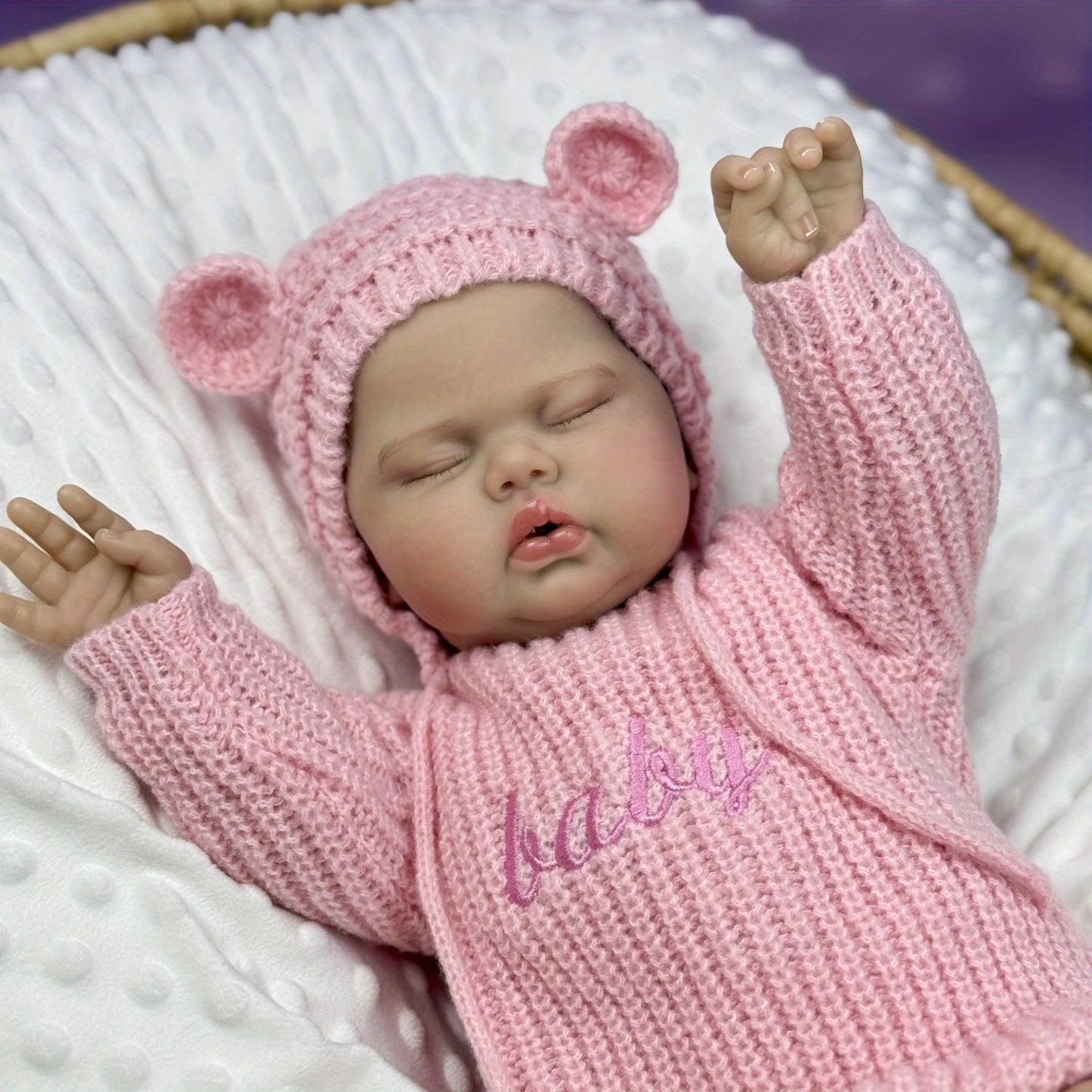 50cm Soft Cloth Body Sleeping Pickle Reborn Doll In Pink Sweater