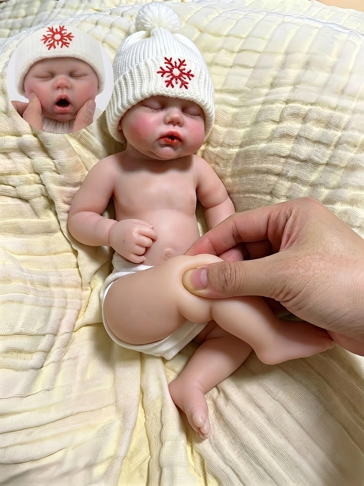 30cm Full Silicone Closed Eyes Reborn Doll Girl Pickle in White Sweater